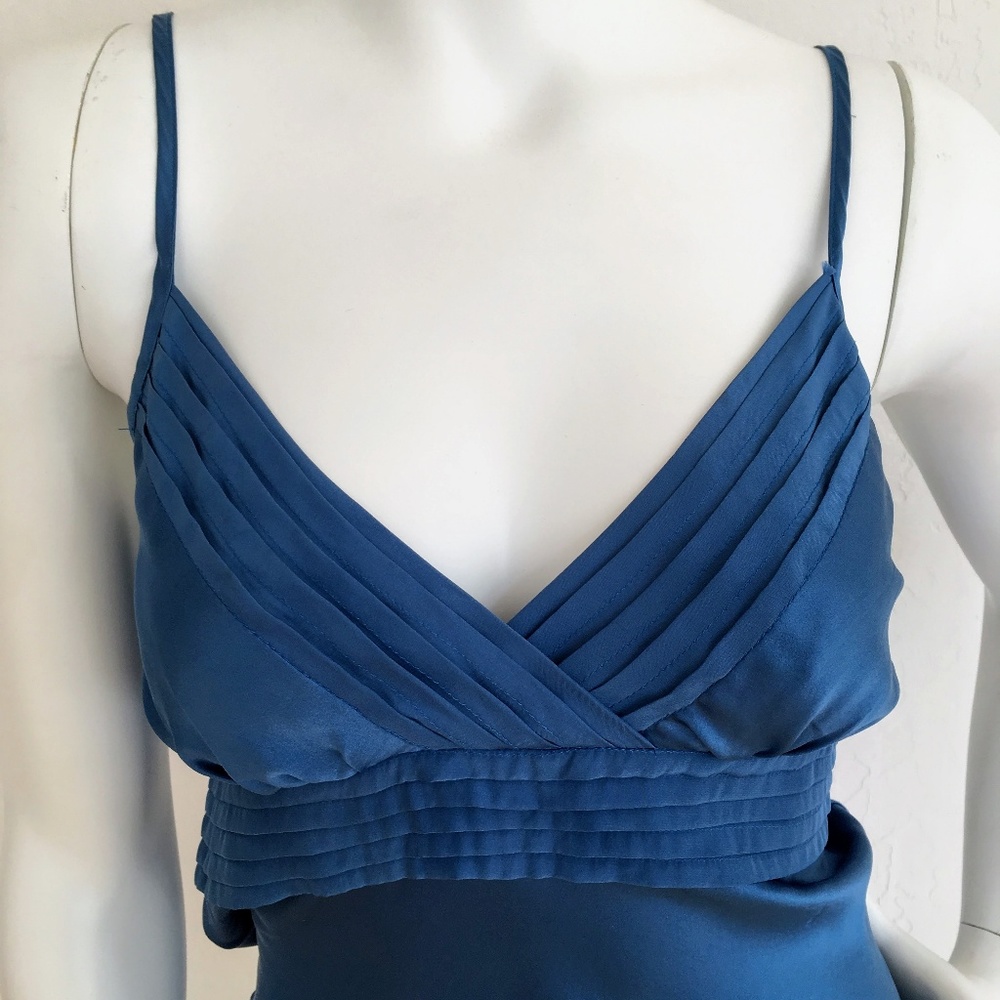 Silk Blue Spaghetti Strap Tank Top - Picture 4 of 8